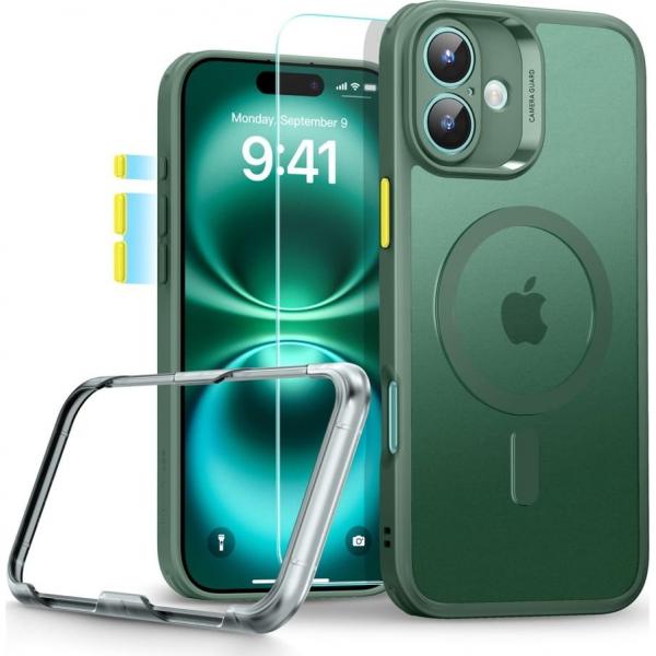 Zestaw etui + szkło, ESR Classic Pro Set HaloLock do iPhone 16 do MagSafe, półprzezroczysto-zielone