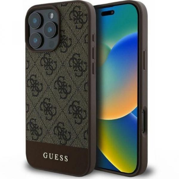 Etui Guess Hardcase 4G Bottom Stripe do iPhone 16 Pro, brązowe