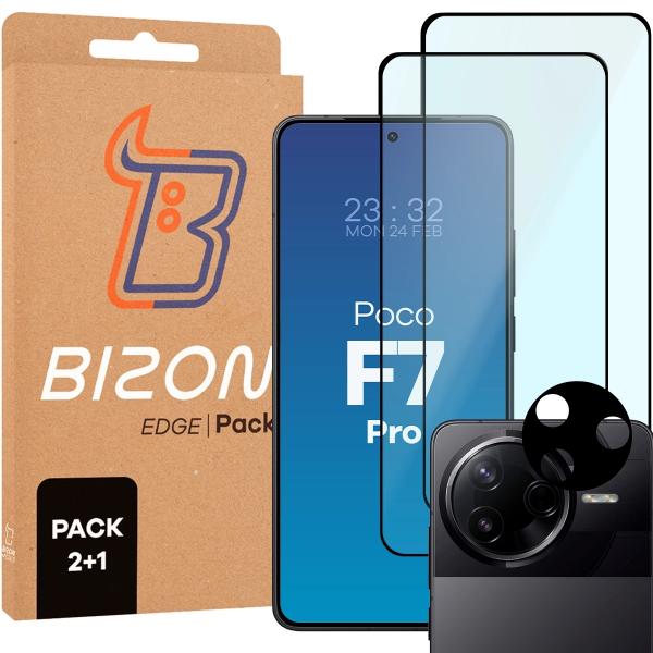 2x Szkło + szybka na aparat Bizon Edge 2 Pack do Xiaomi Poco F7 Pro