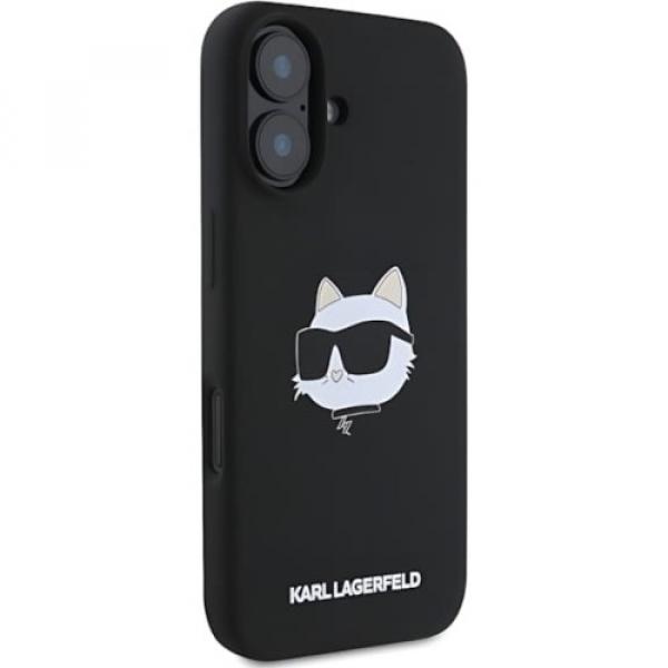 Etui Karl Lagerfeld Hard Case Silicone Choupette Head do iPhone 16, czarne