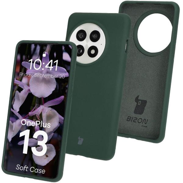 Silikonowe etui Bizon Soft Case do OnePlus 13, ciemnozielone
