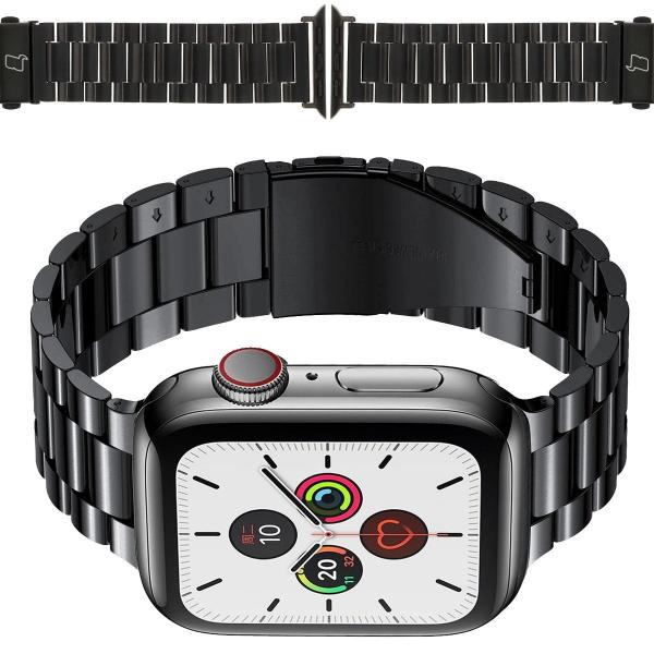 Pasek ze stali nierdzewnej Bizon Strap Watch Aura do Apple Watch 41/40/38 mm, czarny