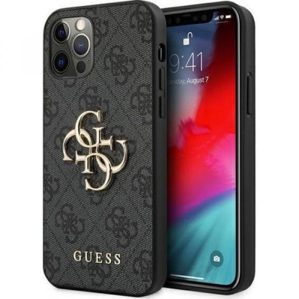 Etui Guess 4G Big Metal Logo do iPhone 12 / 12 Pro, szare