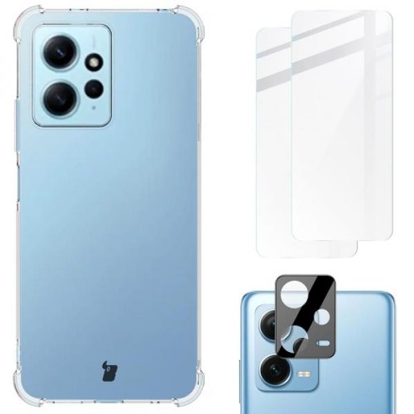 Etui + 2x szkło + obiektyw Bizon Case Clear Pack do Xiaomi Redmi Note 12 4G, przezroczyste