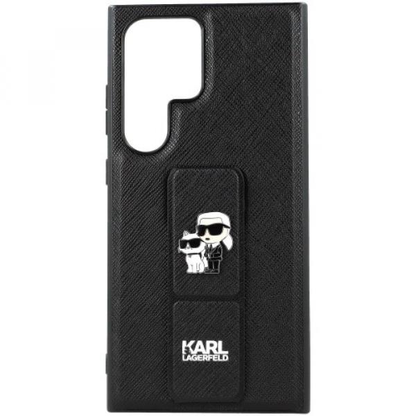 Etui Karl Lagerfeld hardcase Gripstand Saffiano Karl&Choupette Pins do Galaxy S24 Ultra, czarne