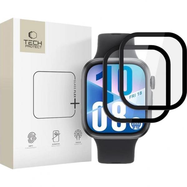 Szkło hybrydowe Tech-Protect Glass Flex+ do Huawei Watch Fit 4 / 3, 2 sztuki, przezroczyste z czarną ramką
