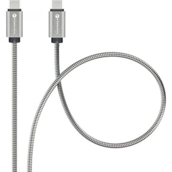 Kabel Forcell C237 USB-C do USB-C, 60W, PD, QC4.0, 1 m, srebrny