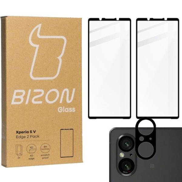 2x Szkło + szybka na aparat BIZON Edge 2 Pack do Sony Xperia 5 V