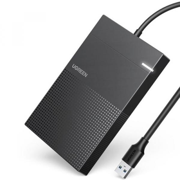 Kieszeń na dysk HDD SSD Ugreen obudowa dysku twardego 2,5'' USB 3.2 Gen 1, 5Gbps + kabel USB 3.0 0,5 m, czarna