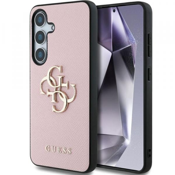 Etui Guess Grained Big 4G Small Classic Logo do Galaxy S25 Plus, różowe
