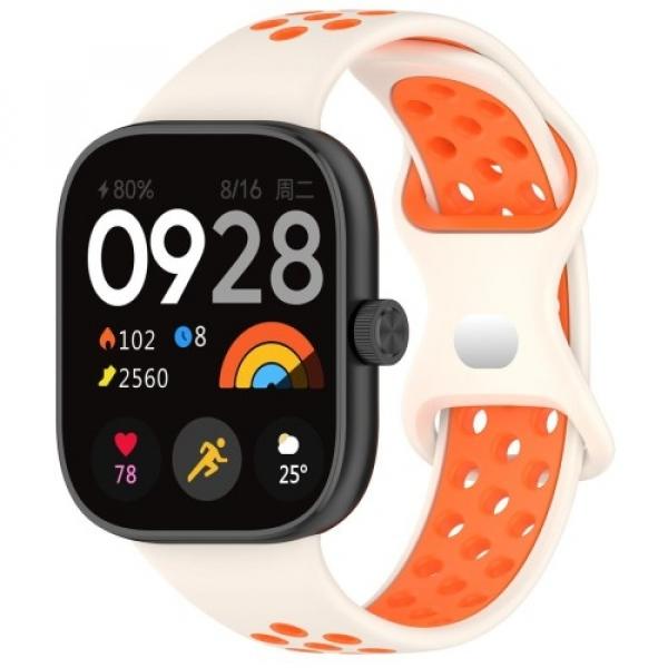 Pasek Bizon Strap Watch Octo do Xiaomi Redmi Watch 4/Xiaomi Band 8 Pro, beżowo-pomarańczowy