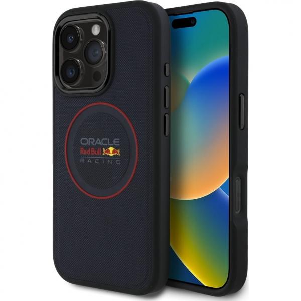 Etui Red Bull Leather Red Ring do MagSafe do iPhone 16 Pro, granatowe