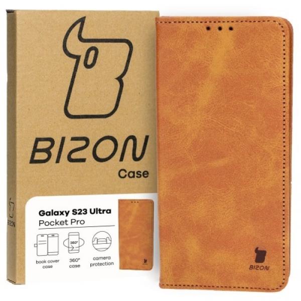 Etui z klapką Bizon Case Pocket Pro do Galaxy S23 Ultra, brązowe