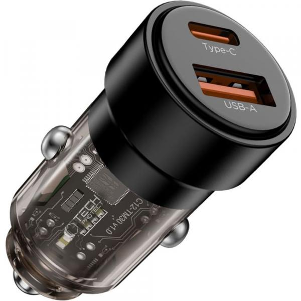 Ładowarka samochodowa Tech-Protect CC03, PD 75W, 1x USB-A / 1x USB-C, czarna