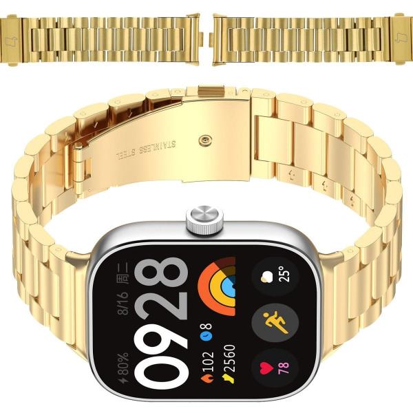 Pasek ze stali nierdzewnej Bizon Strap Watch Aura do Xiaomi Smart Band 9 Pro/8 Pro / Redmi Watch 5/4, złoty
