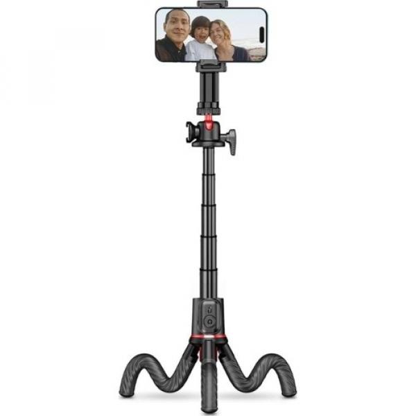 Uchwyt, kijek, statyw Tech-Protect L07S Bluetooth Selfie Stick Flexible Tripod, czarny