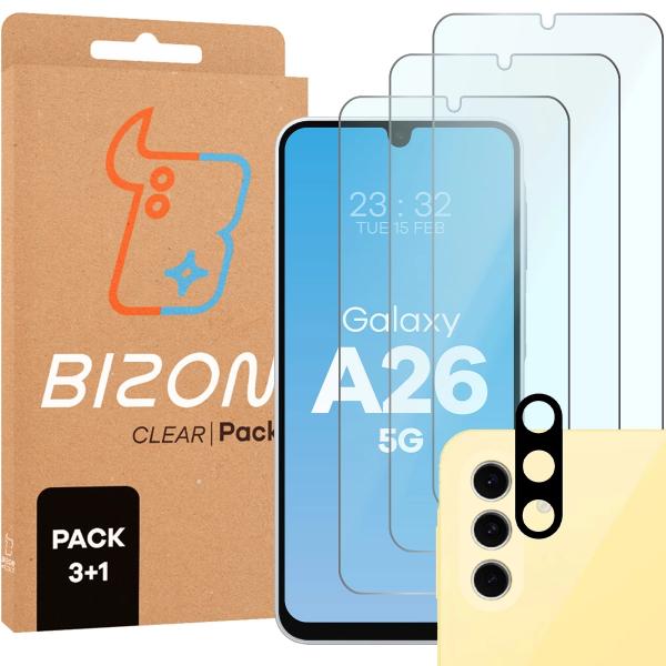 3x Szkło hartowane + szybka na aparat Bizon Glass Clear 2 Pack do Samsung Galaxy A26 5G