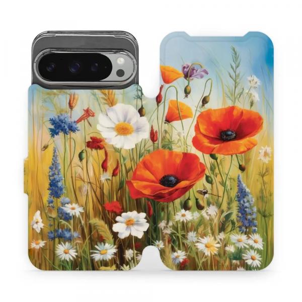 Etui z klapką do Google Pixel 9 Pro XL, Mobiwear Book, łąkowe kwiaty