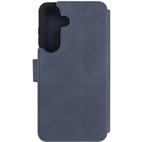 Etui zamykane z naturalnej skóry Fixed ProFit do Galaxy S25 Plus, niebieskie