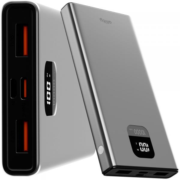 Powerbank Allity APB-100 22.5W 10000 mAh 1x USB-C PD / 2x USB-A QC, szary