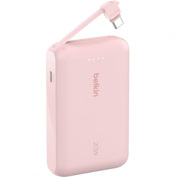 Bateria Belkin Boost Power Bank 10K 20W 10000 mAh z kablem USB-C PD, różowa