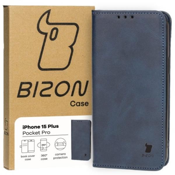 Etui z klapką Bizon Case Pocket Pro do iPhone 15 Plus, granatowe