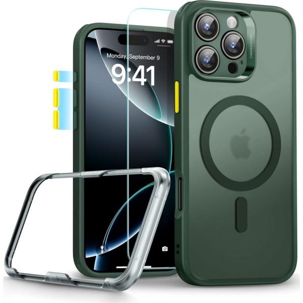 Zestaw etui + szkło, ESR Classic Pro Set HaloLock do iPhone 16 Pro Max do MagSafe, półprzezroczysto-zielone