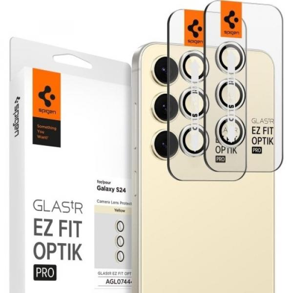 Szkło na aparat Spigen Glas.tR Ez Fit Optik Pro 2-Pack do Galaxy S24, żółte