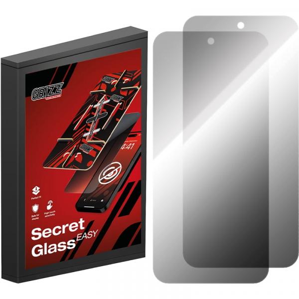Szkło hybrydowe, prywatyzujące na ekran Grizz SecretGlass Easy do Google Pixel 8a z aplikatorem, 2 sztuki, matowe