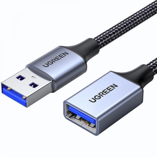 Kabel, adapter Ugreen USB 3.0 (męski) - USB 3.0 (żeński), przedłużacz 5Gb/s, 5 m, szary