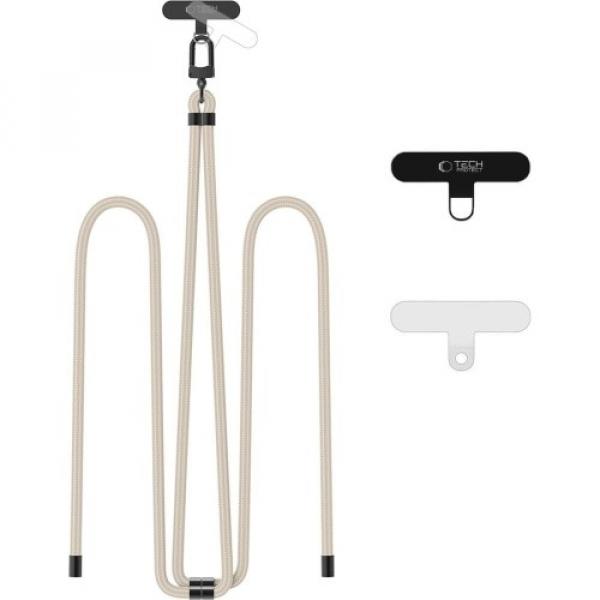 Smyczka na nadgartek / ramię do telefonu Tech-Protect C7S Rope Wrist Strap, beżowa z czarnymi elementami