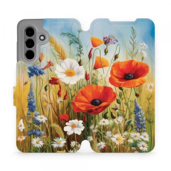 Etui z klapką do Galaxy A26 5G, Mobiwear Book, łąkowe kwiaty