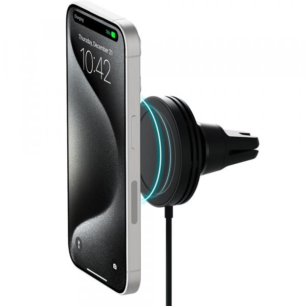 Uchwyt samochodowy na kratkę nawiewu iOttie Velox Mini Qi2 15W z ładowaniem indukcyjnym do MagSafe, czarny