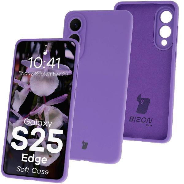Silikonowe etui Bizon Soft Case do Galaxy S25 Edge, fioletowe