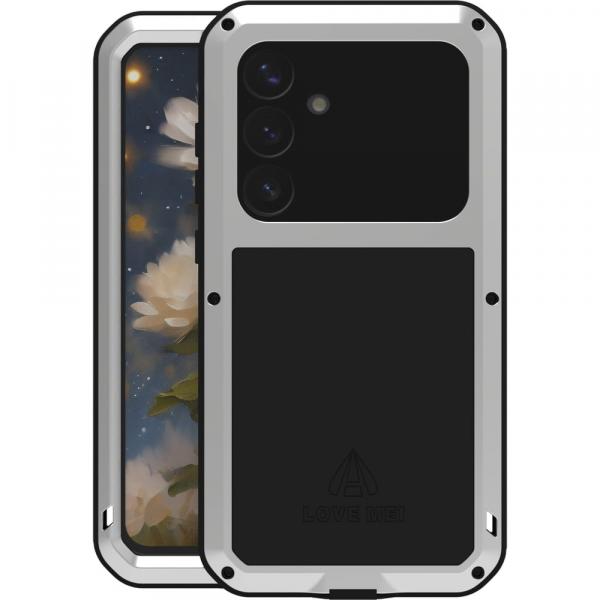 Etui pancerne + szkło LOVE MEI Powerful do Galaxy S25 Plus, srebrne