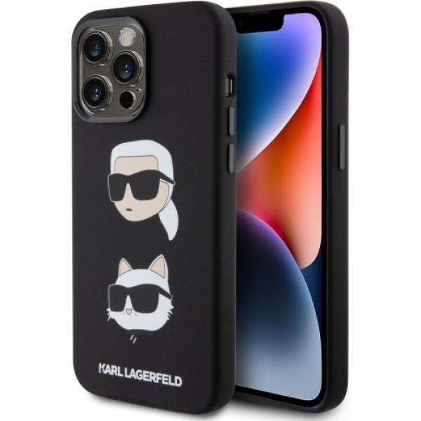 Etui Karl Lagerfeld Hard Case Silicone Karl & Choupette Head do iPhone 15 Pro Max, czarne