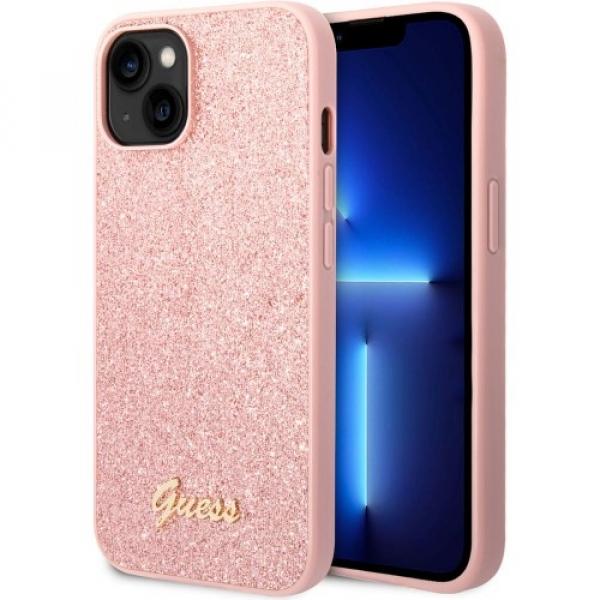 Etui Guess Hardcase Glitter Script do iPhone 14 Plus, różowe