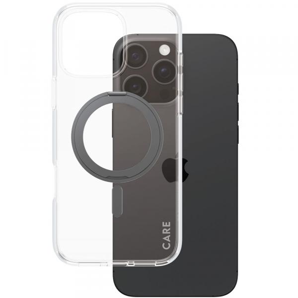 OUTLET: Etui CARE by PanzerGlass Kickstand Case do MagSafe do iPhone 16 Pro Max, przezroczysto-czarne