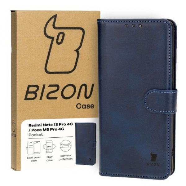 Etui z klapką Bizon Case Pocket do Xiaomi Poco M6 Pro 4G / Xiaomi Redmi Note 13 Pro 4G, granatowe