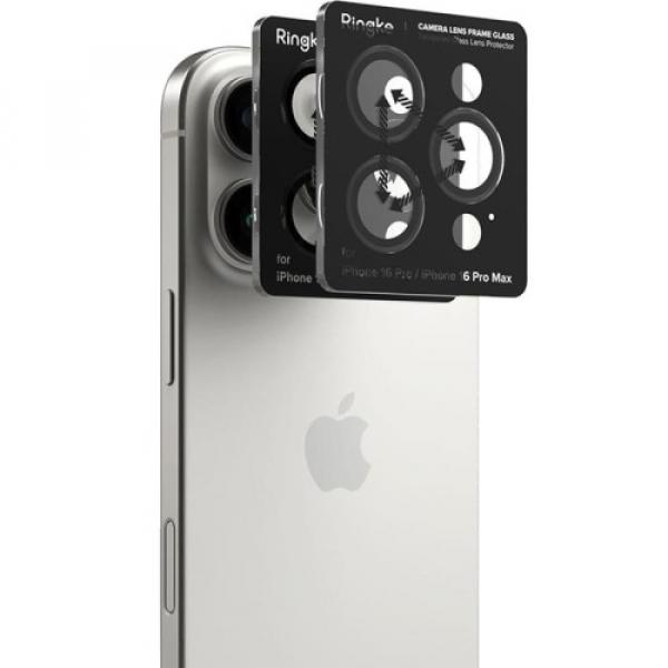 OUTLET: Nakładki na aparat Ringke Camera Lens Frame Glass do iPhone 16 Pro / 16 Pro Max, 2-Pack, czarne