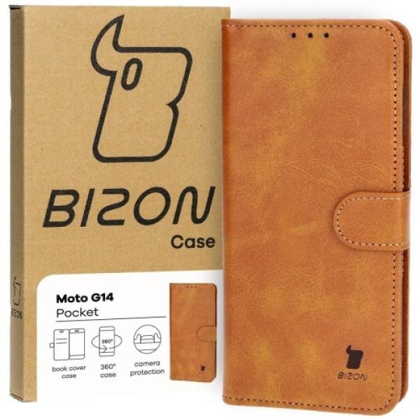 Etui z klapką Bizon Case Pocket do Motorola Moto G14, brązowe