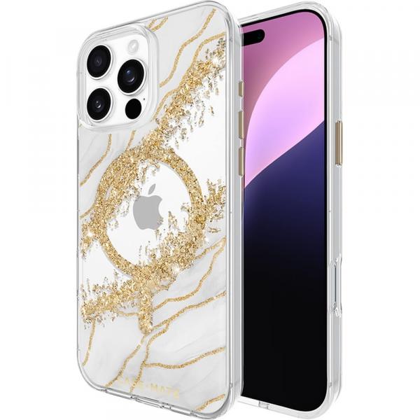 Etui Case-Mate Karat Granite MagSafe do iPhone 16 Pro Max, marmurowe ze złotymi dodatkami