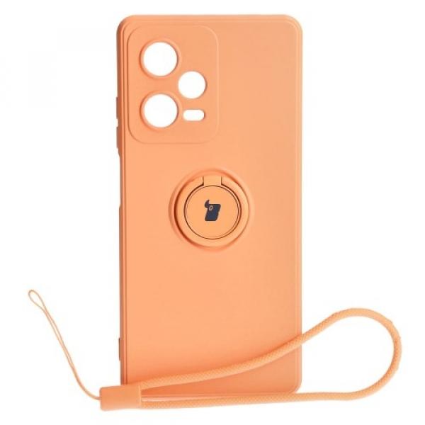 Etui Bizon Case Silicone Ring Sq do Xiaomi Redmi Note 12 Pro 5G, pomarańczowe