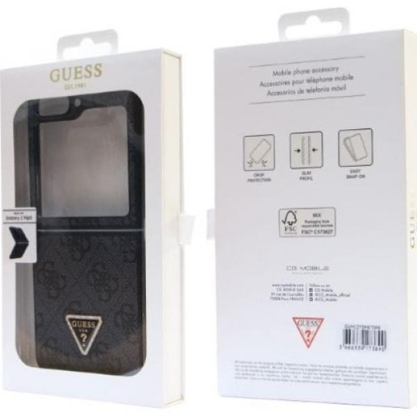 Etui Guess Hardcase Leather 4G Diamond Triangle do Galaxy Z Flip5, czarne