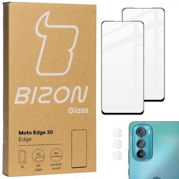 Szkło hartowane Bizon Glass Edge - 2 sztuki + ochrona na obiektyw, Motorola Edge 30