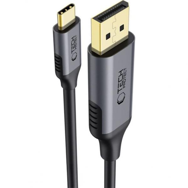 Kabel USB-C do DisplayPort 1.4, Tech-Protect Ultraboost 8K 60Hz, 1.8 m, czarno-szary