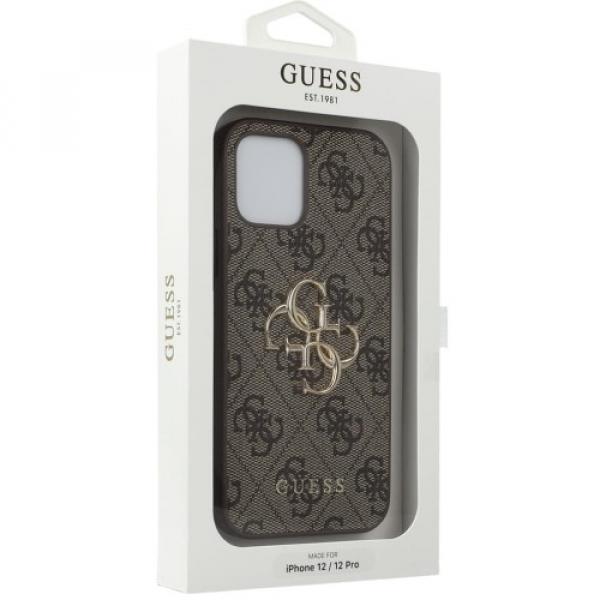 Etui Guess 4G Big Metal Logo do iPhone 12/ 12 Pro, brązowe