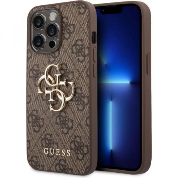 Etui Guess 4G Big Metal Logo do iPhone 14 Pro, brązowe