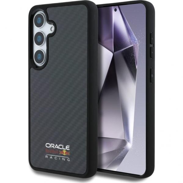 Etui Red Bull Real Carbon Fiber Shiny Logo do MagSafe do Galaxy S25, czarne