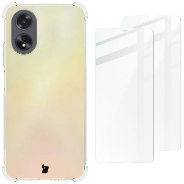 Etui + 2x szkło Bizon Case Clear Pack do Oppo A38 4G, przezroczyste